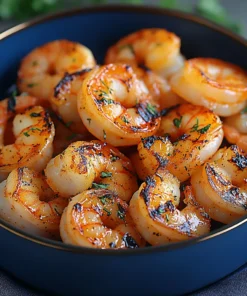 Succulent grilled shrimp in a bright blue bowl, seasoned with house blend spices – Grilled Shrimp 3 Dozen