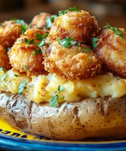 Loaded baked potato with crispy fried catfish and a side of homemade tartar sauce – The Southern Catch